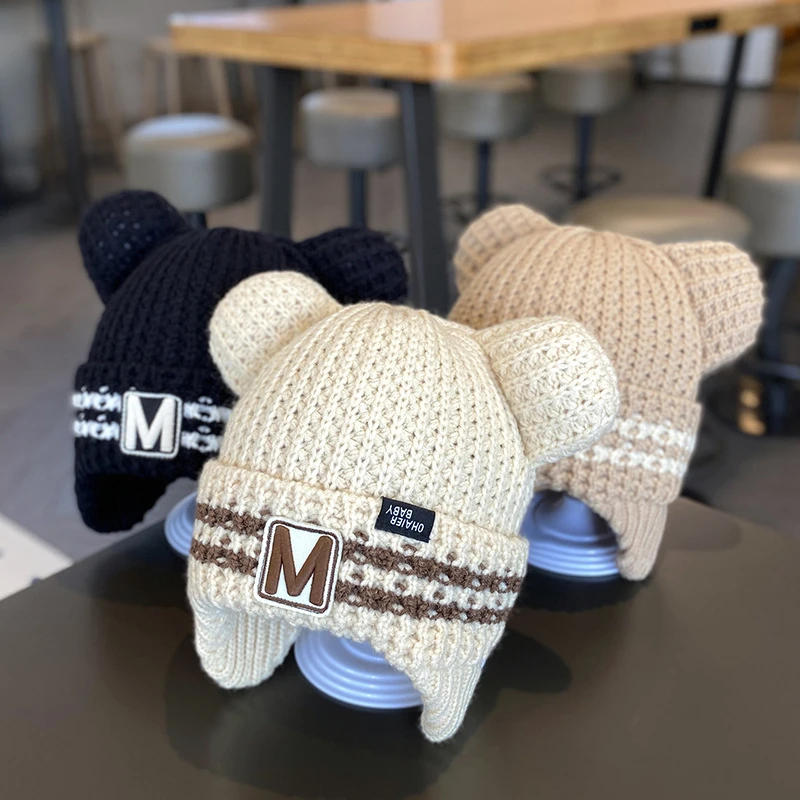 宝宝帽子秋冬款男童可爱针织毛线帽冬天加厚保暖男孩儿童护耳帽冬