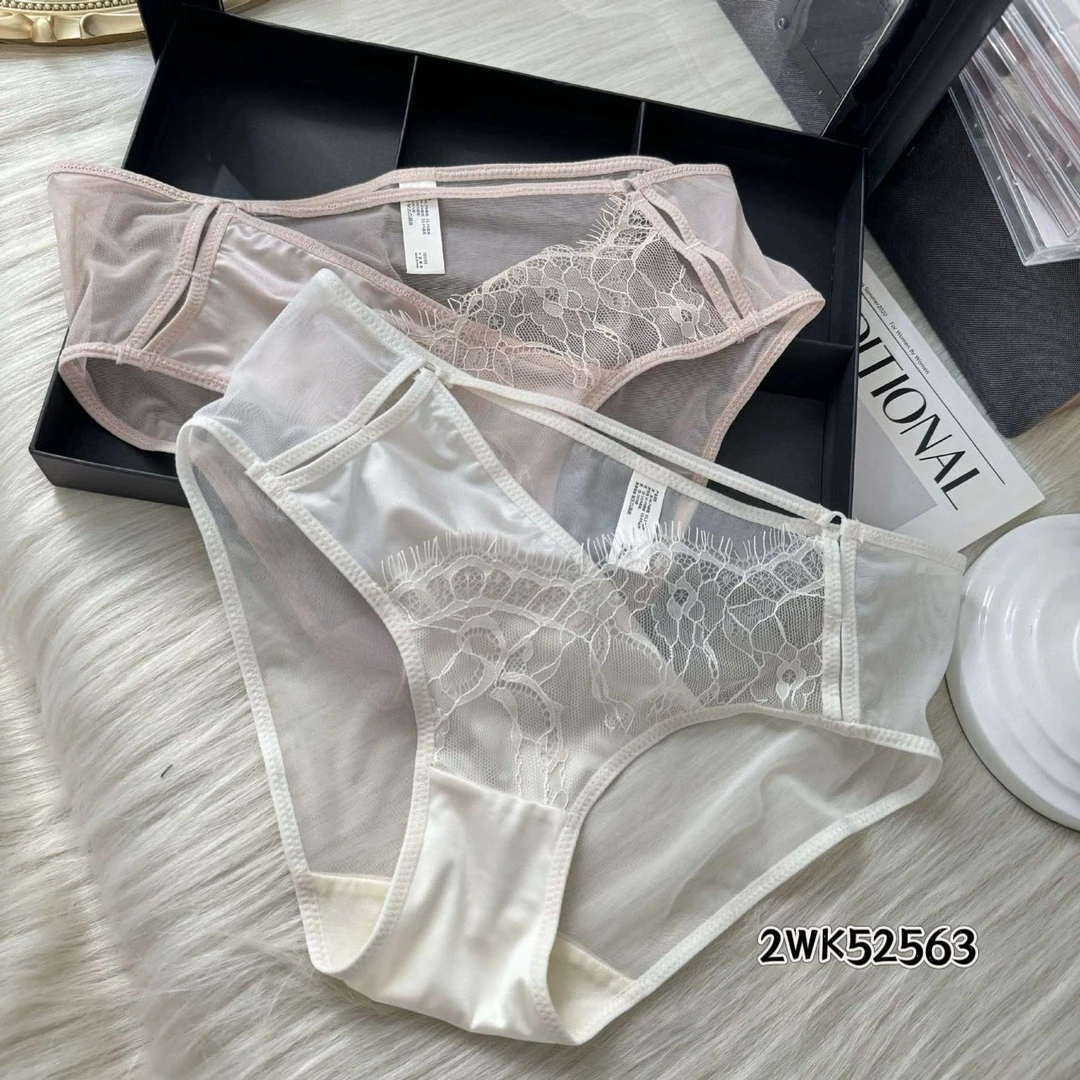 流绪微梦~新款中低腰半透明网纱三角裤女士夏季速干镂空蕾丝内裤