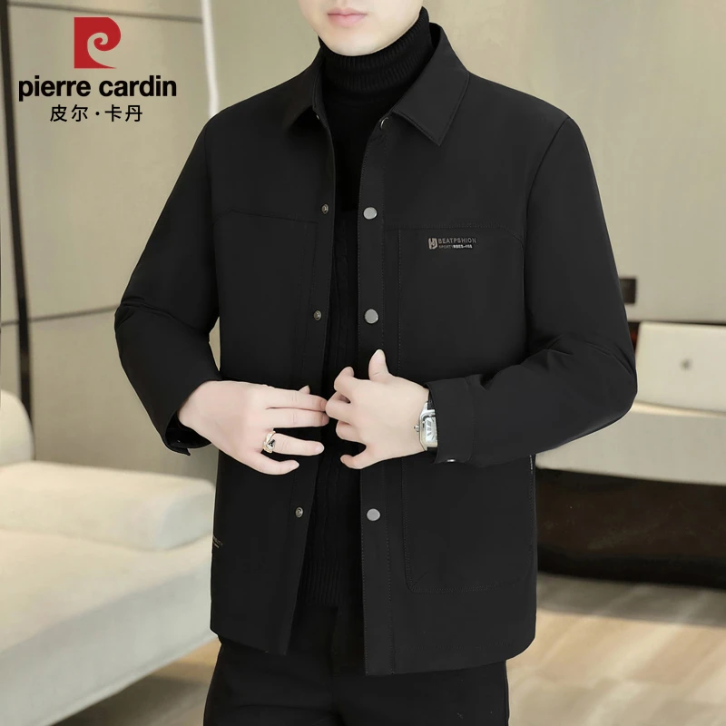 皮尔卡丹2024年秋季新款翻领时尚夹克潮流厚款百搭男士外套2216