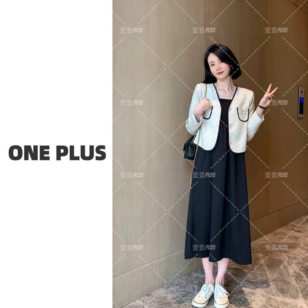 2024 时尚套装女秋季气质小香风外套吊带连衣裙套装AW2312