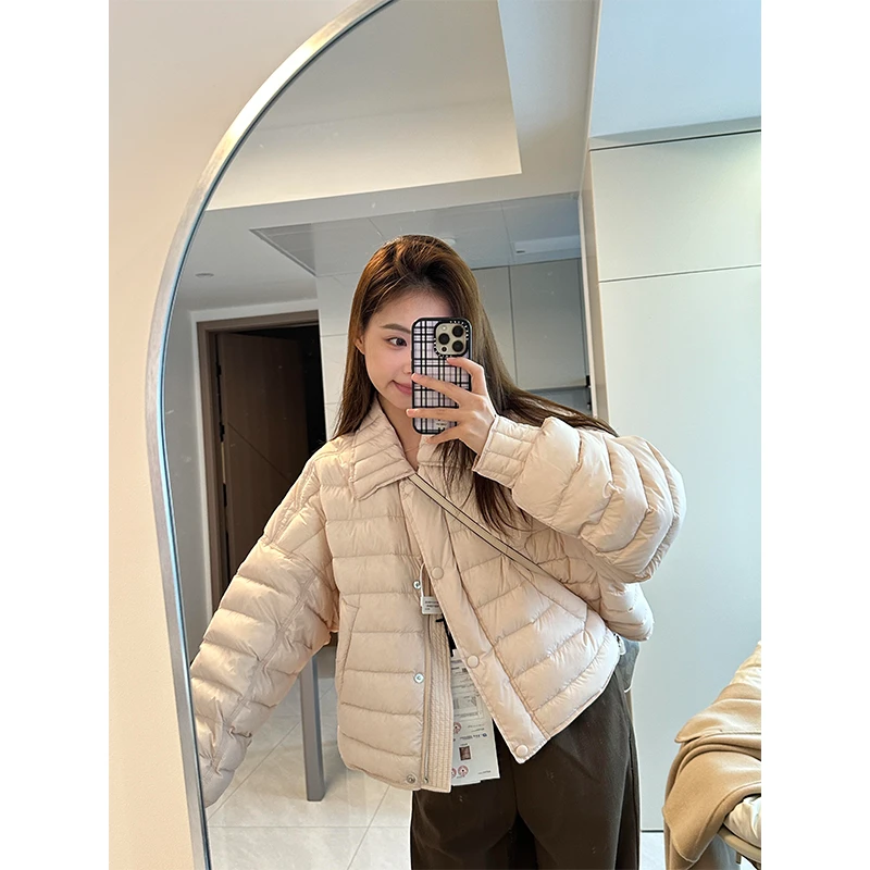 2024欧货爆款白色轻薄棉服外套女冬季新款简约百搭保暖长袖短外套