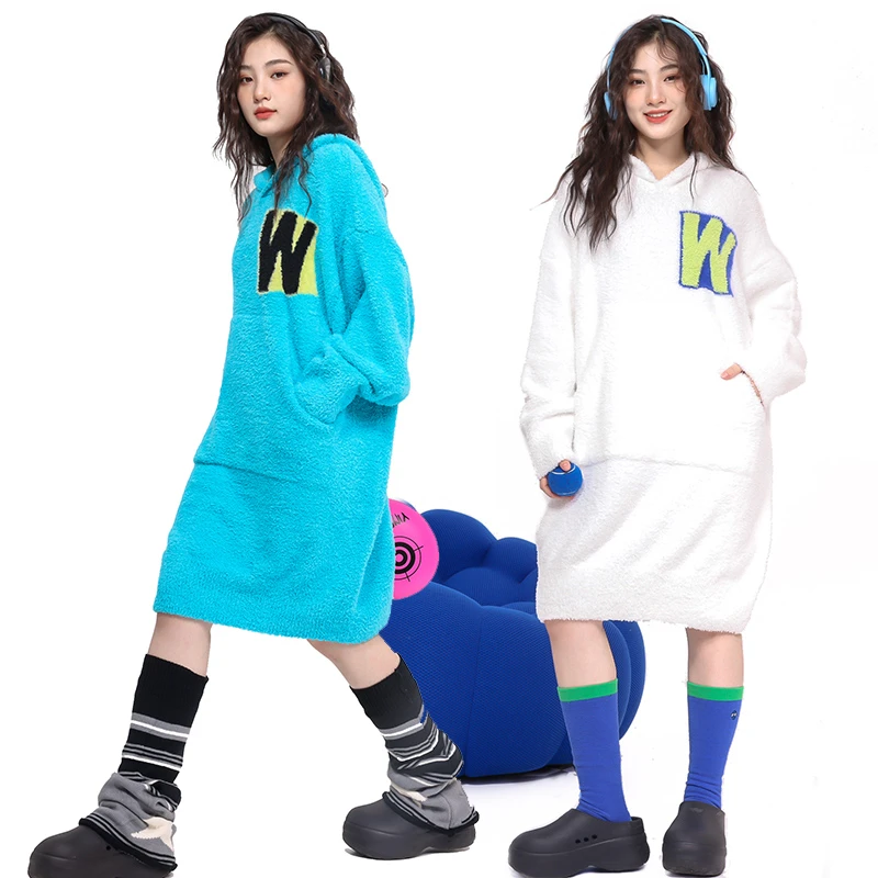 【柚柚家】连帽家居服睡衣睡裙秋冬季慵懒设计感洋气中长款宽松休闲