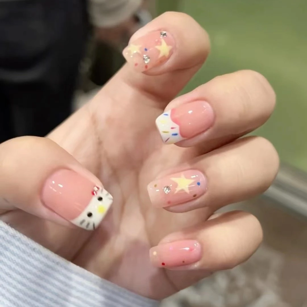 （可爱温柔kitty）纯手工光疗美甲贴片可拆卸穿戴甲片