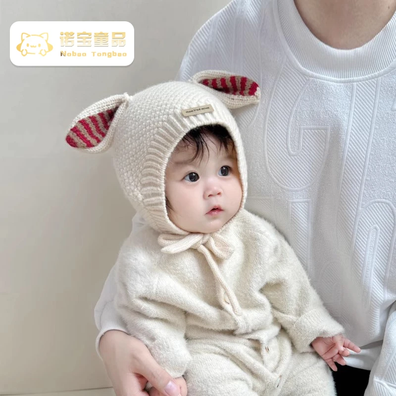 婴儿帽子秋冬季新生儿保暖套头帽男宝女宝超萌护耳帽宝宝针织帽潮