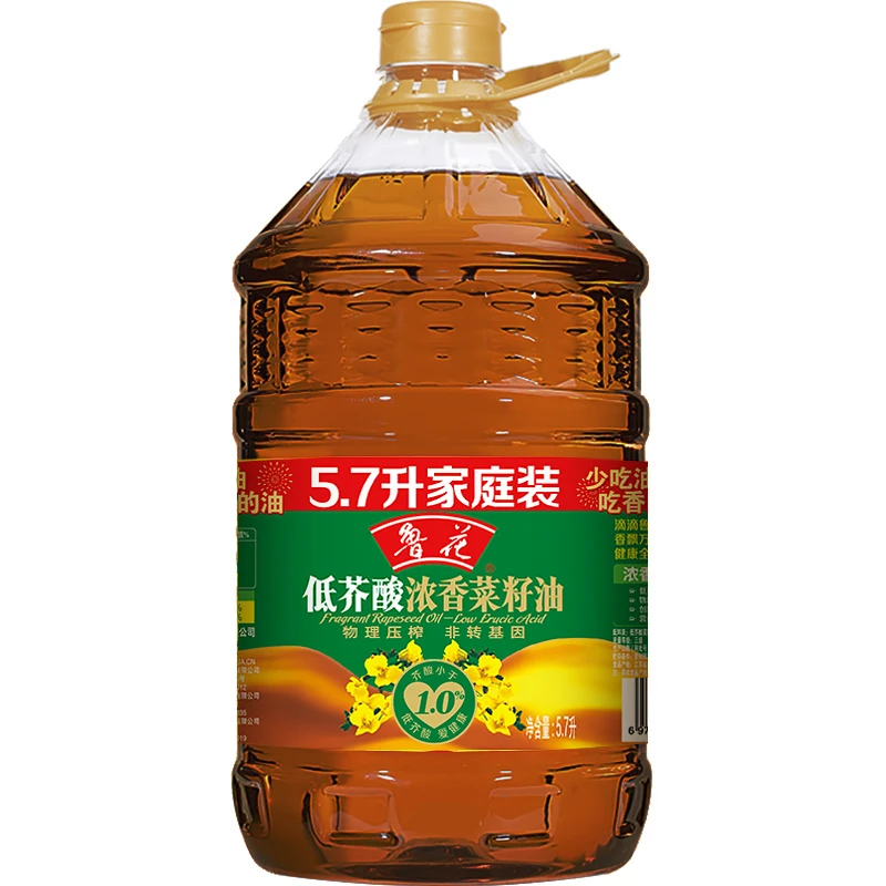 鲁花低芥酸浓香菜籽油非转基因压榨食用油家用食用油5.7L*1桶