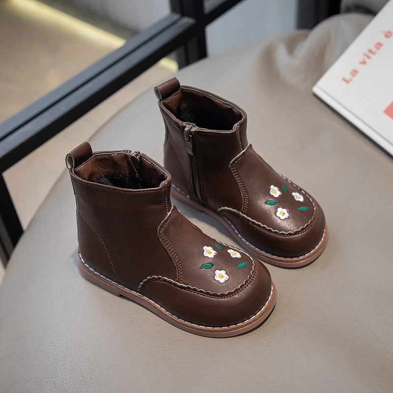 回力瑞儿童马丁靴秋冬季加绒女童靴子中大童短靴6-12岁皮靴公主鞋