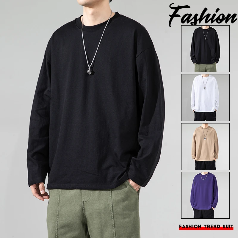 【富富】LS时尚百搭潮流秋季打底衫ins秋冬上衣圆领男士简约CT01