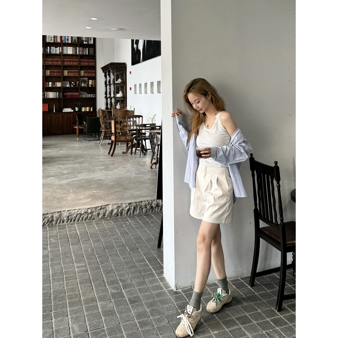 [清清浮力]韩系长腿姐姐/CleanFit高智感/垂感抗皱宽松西装短裤