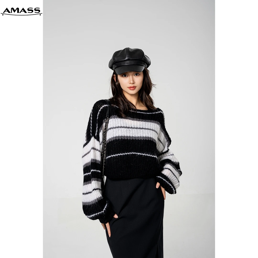 AMASS/阿玛施显瘦打底针织毛衣休闲宽松百搭秋冬5399571加绒加厚