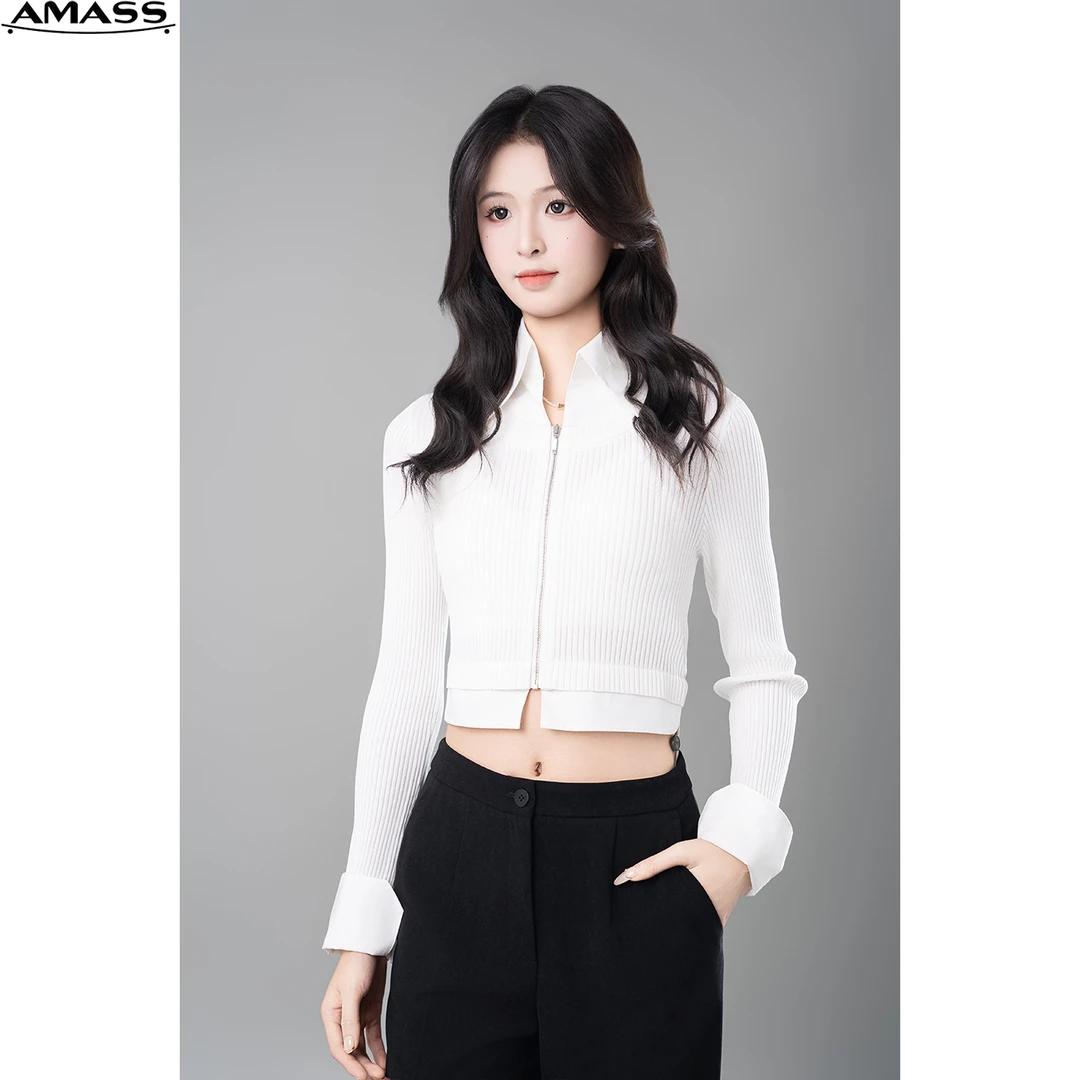 AMASS/阿玛施新款气质外套上衣百搭显瘦白色长袖时尚开衫 5300984