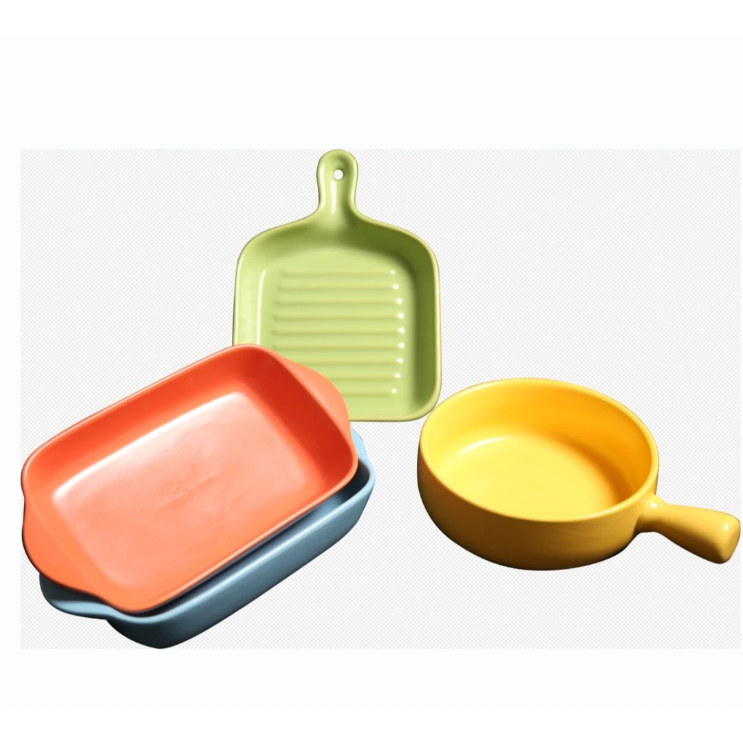 彩色陶瓷陶盘四件套