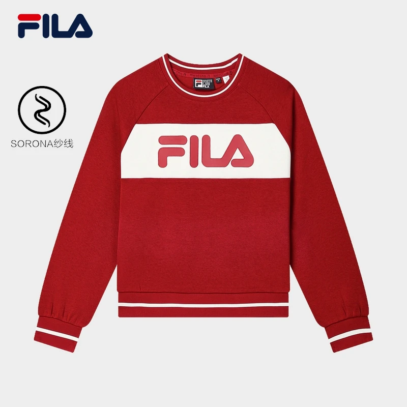 Fila/斐乐女款秋季撞色雅丹风运动舒适圆领长袖卫衣F61W449201F