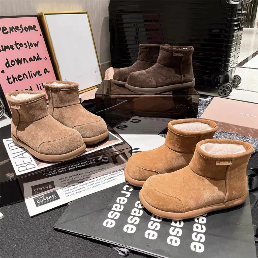 【田橙子】小土豆~冬季大头丑萌雪地靴女加绒厚底保暖棉鞋女短靴