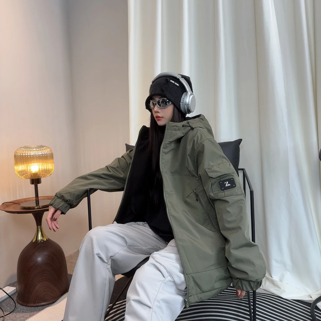 （G）双面穿棉服外套夹克运动户外休闲连帽宽松男女同款W0002-2