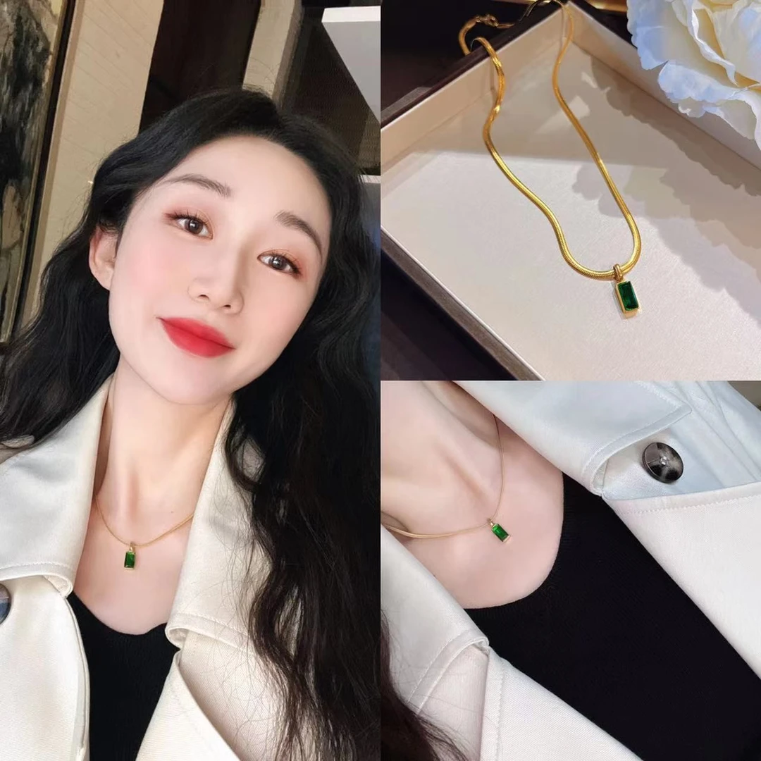 合金项链 杨杨babytime 可碰水!复古绿色蛇骨项链甜酷颈圈