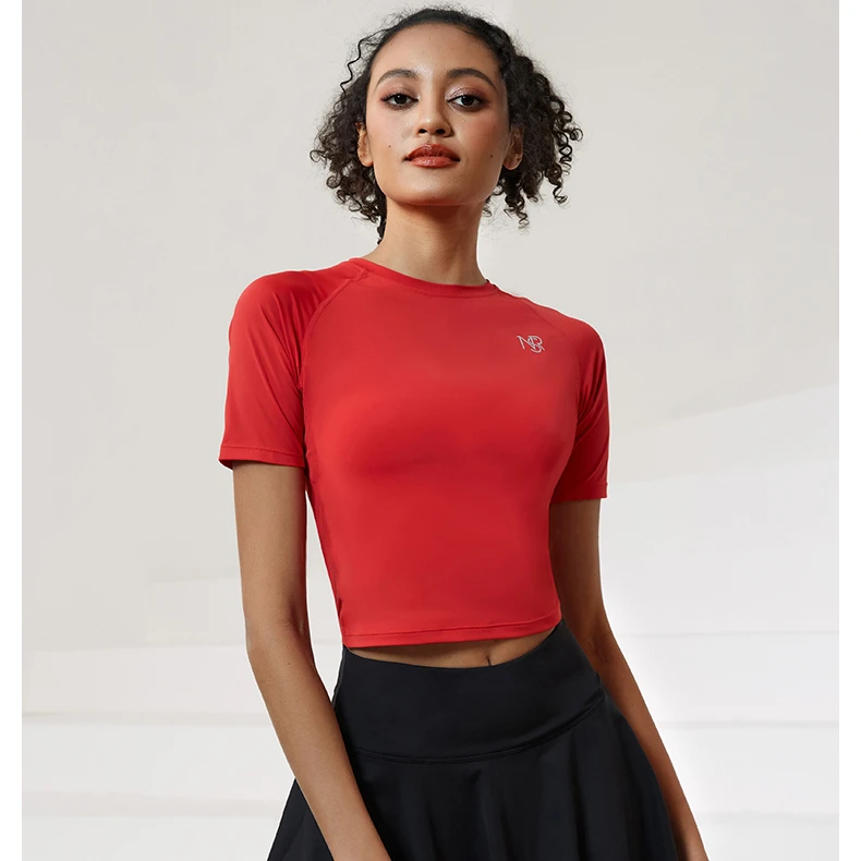 【科里芙】女夏速干短袖晨跑夏天训练运动衣专业瑜伽服健身紧身衣