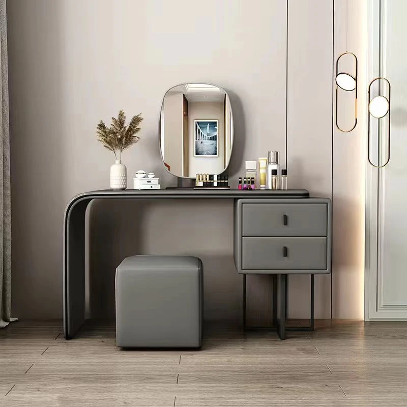 意式轻奢梳妆台家用可伸缩梳妆桌卧室公主风化妆桌带收纳柜实木床