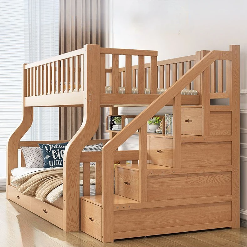 全实木儿童床上下铺床二层家用高低床小户经济型橡木上下铺子母床