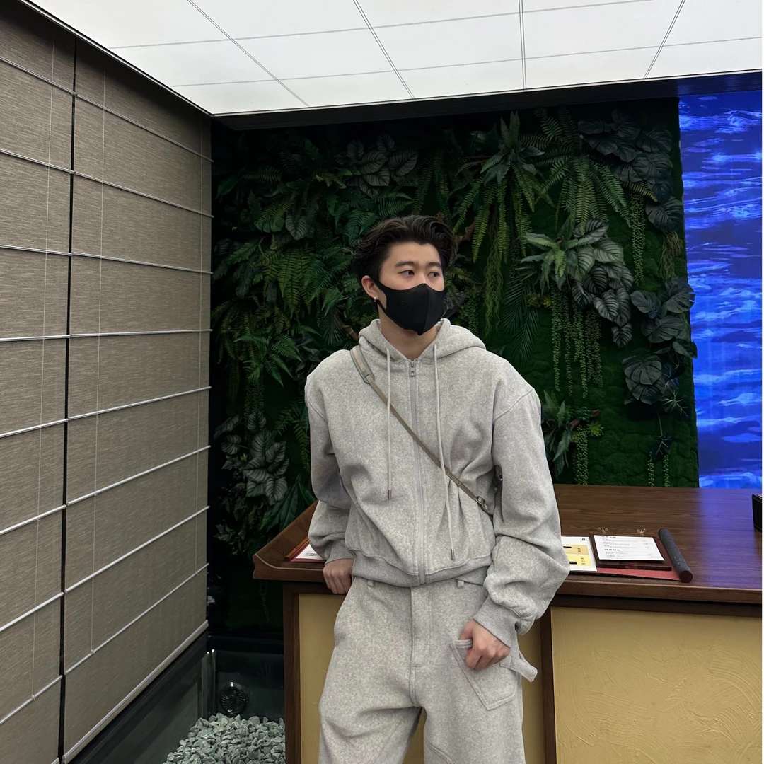 【FANG BH】秋冬新款显高显瘦时尚形体挺阔连帽加绒重磅卫衣套装