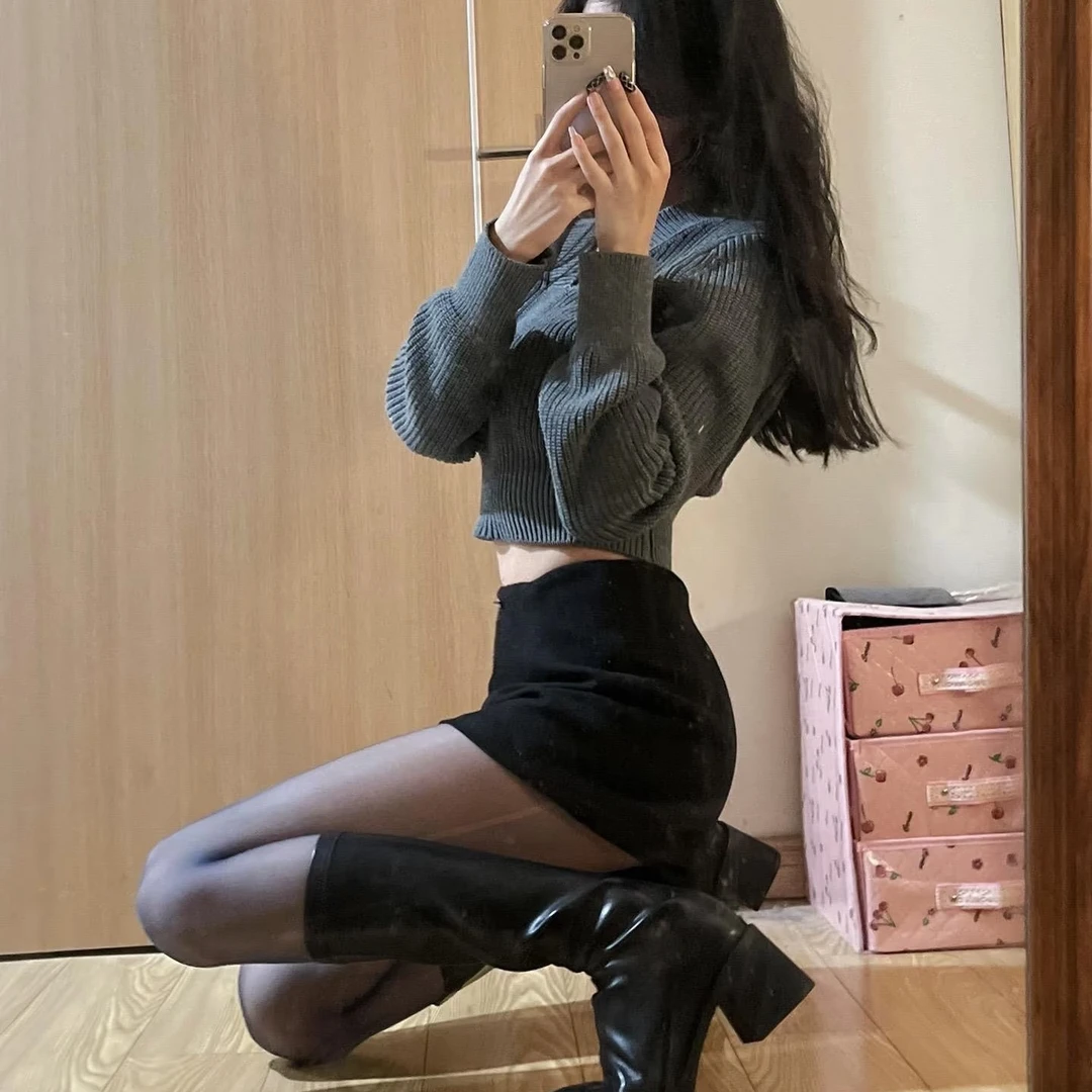 【透肤光腿！】加绒加厚一条过冬！~性感黑色打底裤！