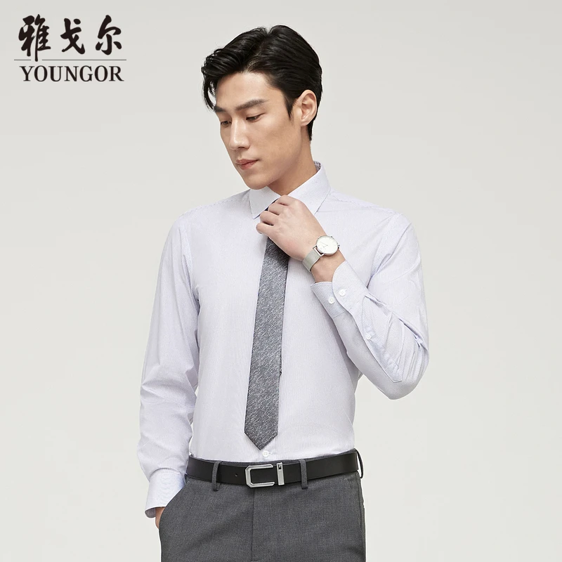【儒雅条纹】雅戈尔24秋季新款简约商务中青年职业修身长袖衬衫衬衣