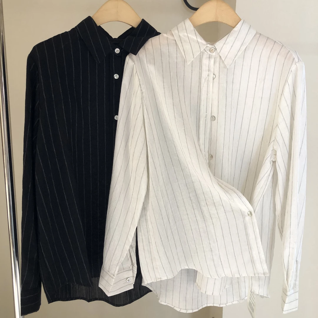 00649卷耳AW6422竖条衬衫