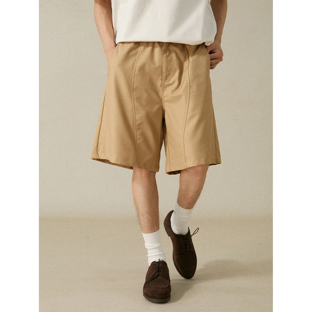 【抖音专属】LR MADE 无褶破缝结构 复古纯色设计感休闲短西裤