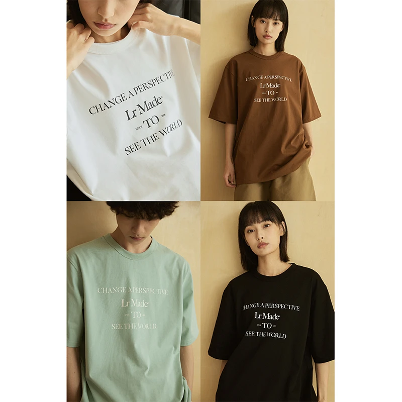 LR MADE 转换视角主题印花宽松短袖圆领T恤