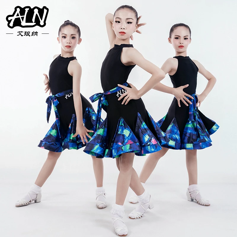 ALN艾琅纳夏季女儿童拉丁舞训练功服专业节日演出连衣裙舞蹈服装