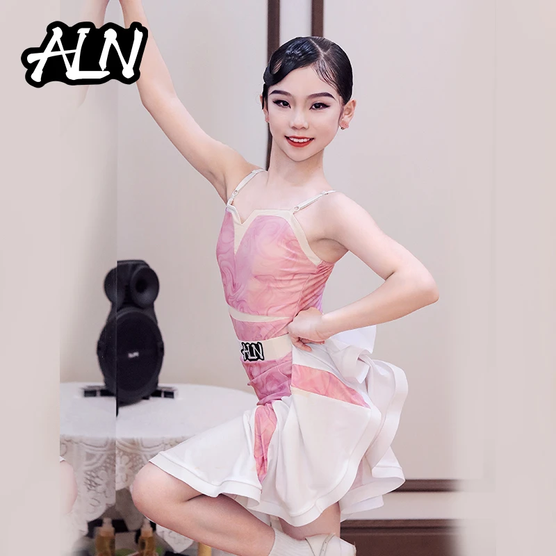 舞服ALN艾琅纳 拉丁舞练功服简约吊带训练服节日演出表演服装女童