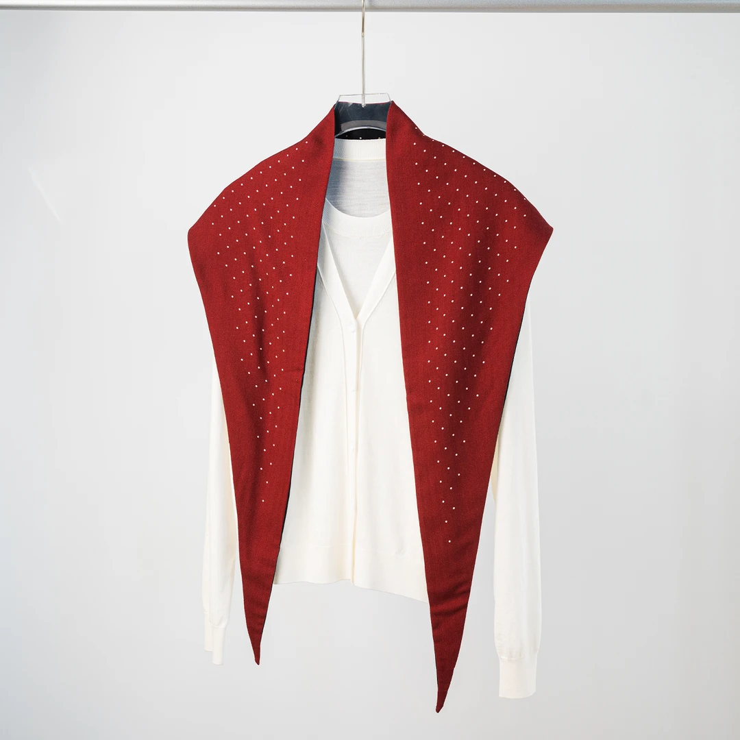 楊楊【红黑波点】重磅新款 丝毛女士围巾披肩丝巾三角巾30*160