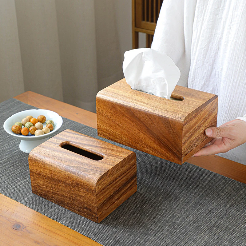 南美多功能实木家用茶道新中式高档榫卯轻奢纸巾盒19.5*13*9.5cm