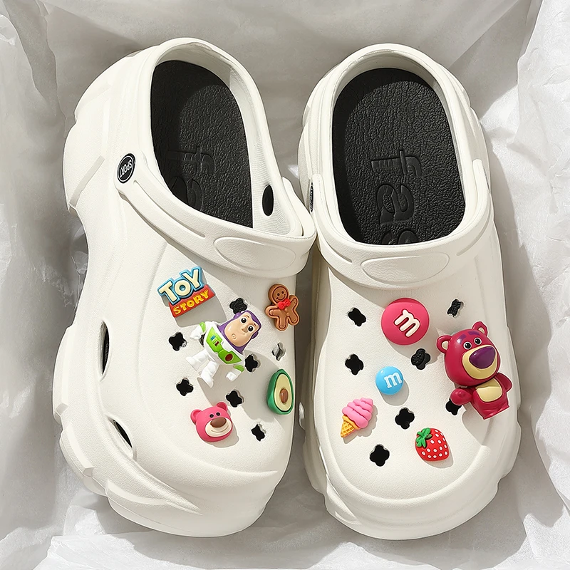 厚底洞洞鞋女款夏季外穿增高网红ins防滑沙滩两穿包头半拖鞋女士