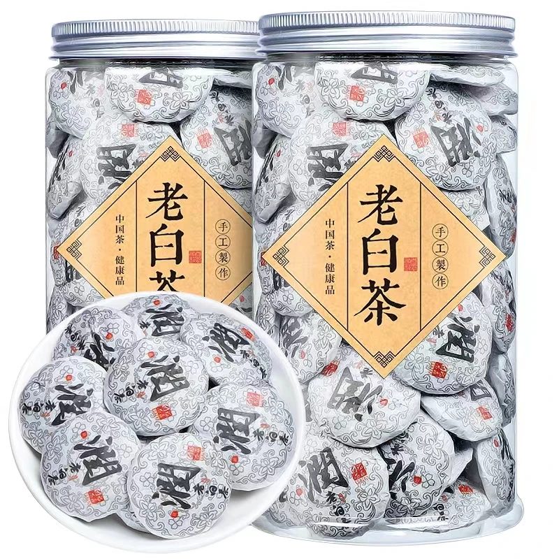 福鼎老白茶饼干茶高山寿眉紧压白茶小方片自然转化散茶瓶装