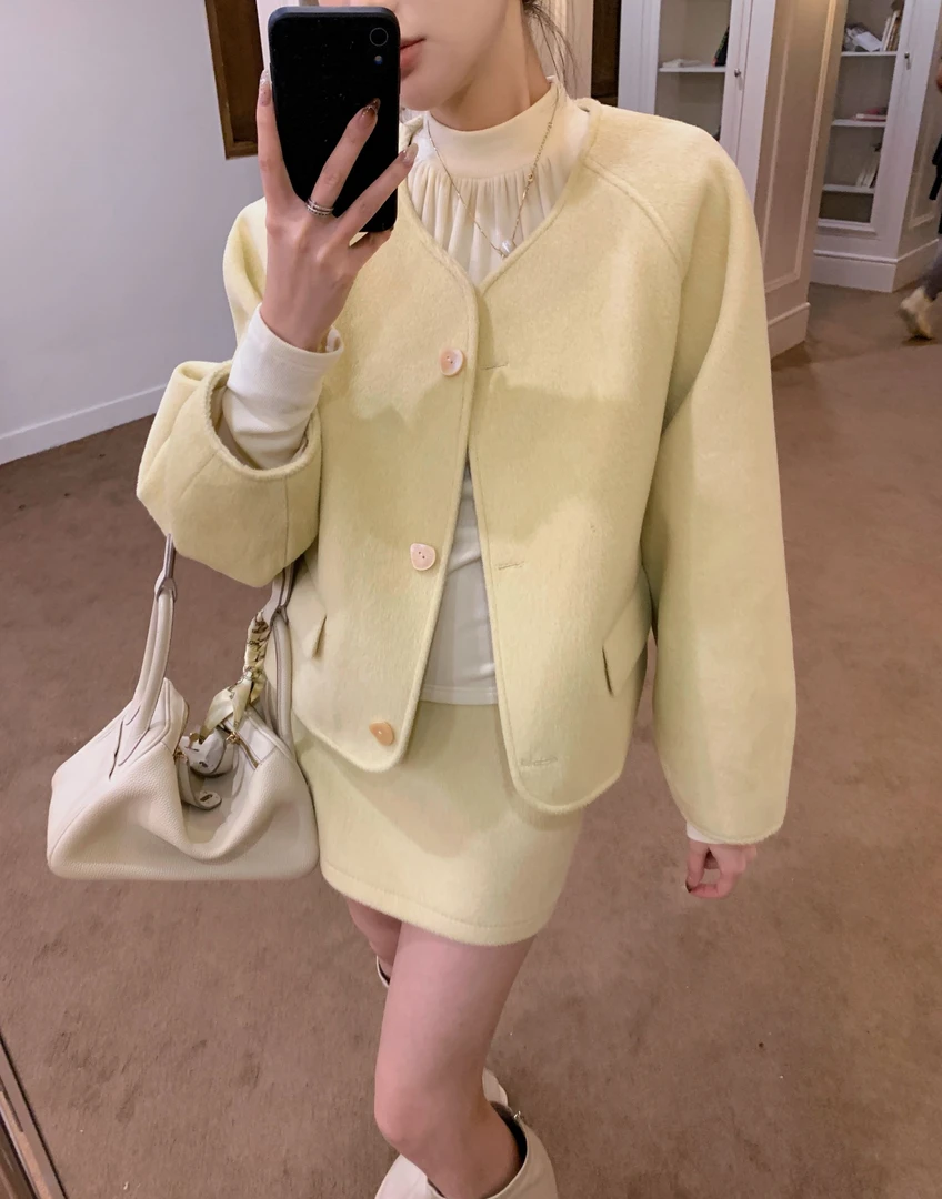 【芝士Cheese】沿海公路 气质时尚纯色长袖外套小众显瘦半身裙套装