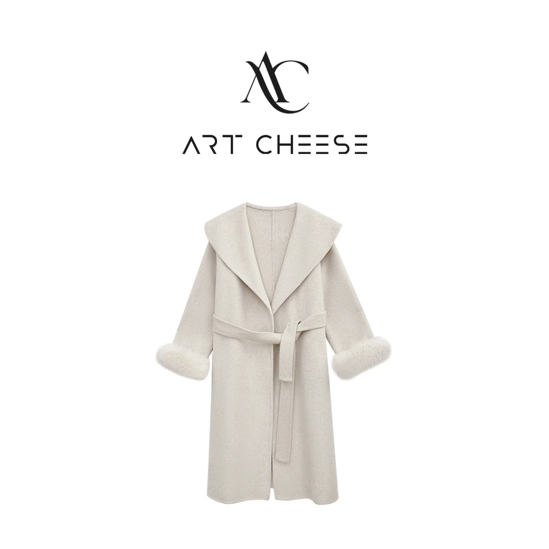 【芝士Cheese】雪落圣诞岛 优雅气质70绵羊毛大衣时尚重工外套