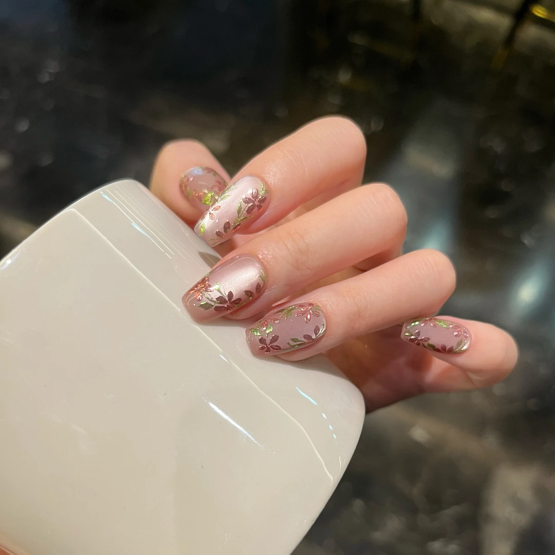 【苏绣】纯手工穿戴美甲时尚精致手绘猫眼法式轻奢风美甲穿戴甲片