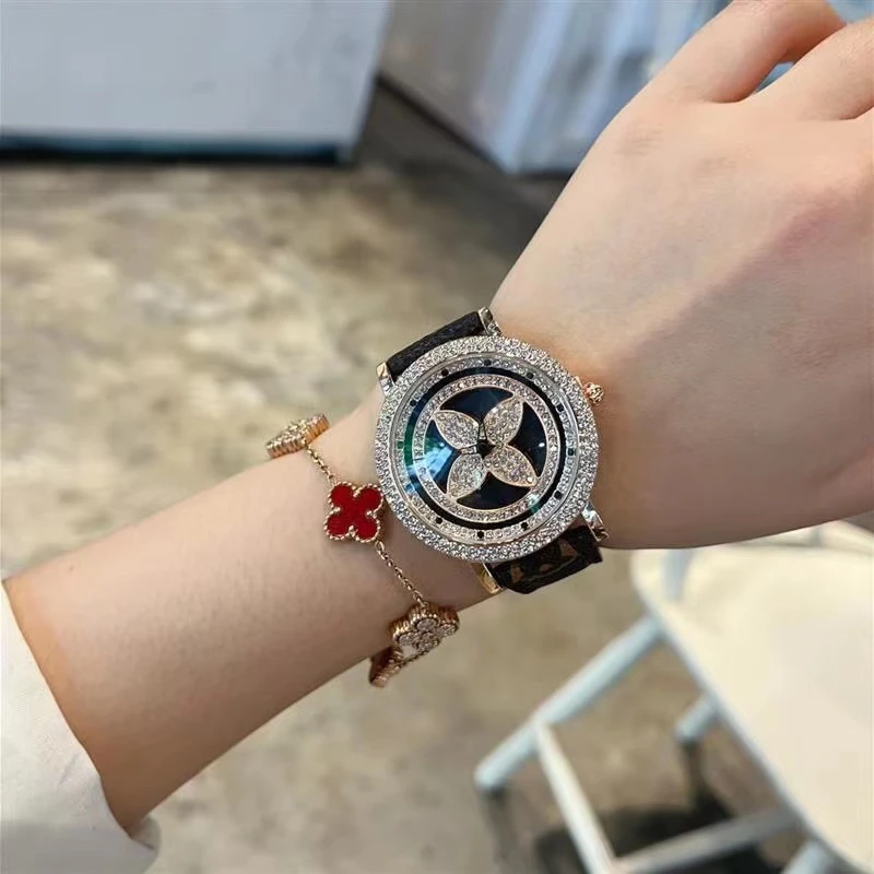 中古风古董派高定时来运转老花系列轻奢文艺气质大牌防水女表