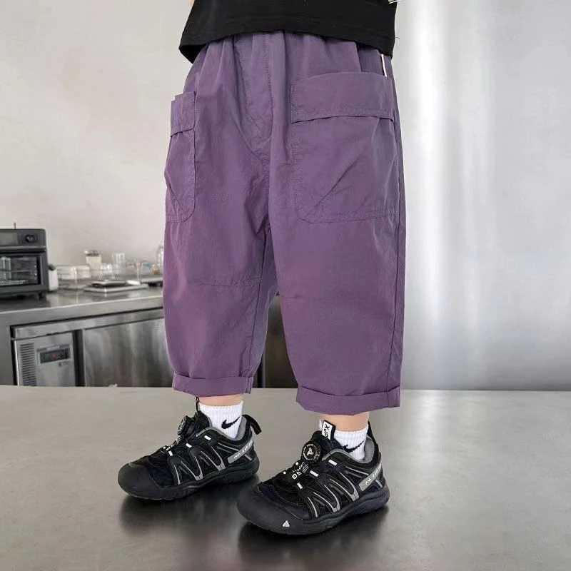 男童工装七分裤夏季新款洋气小童宽松休闲裤2024韩版百搭潮薄款