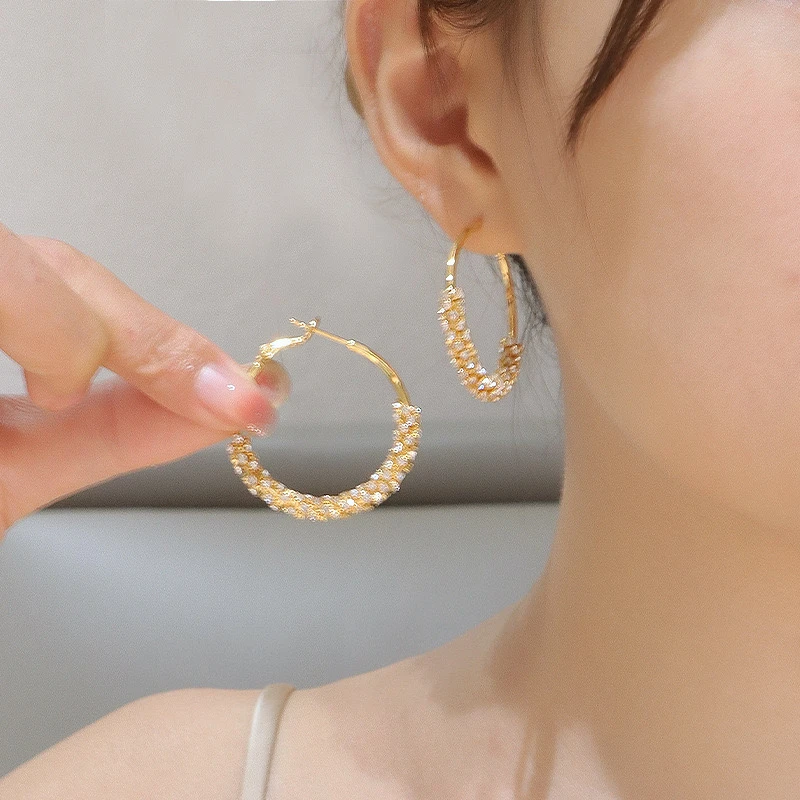 合金耳饰 高级感圈圈耳环圆形高级感个性时尚大耳圈耳饰【616】