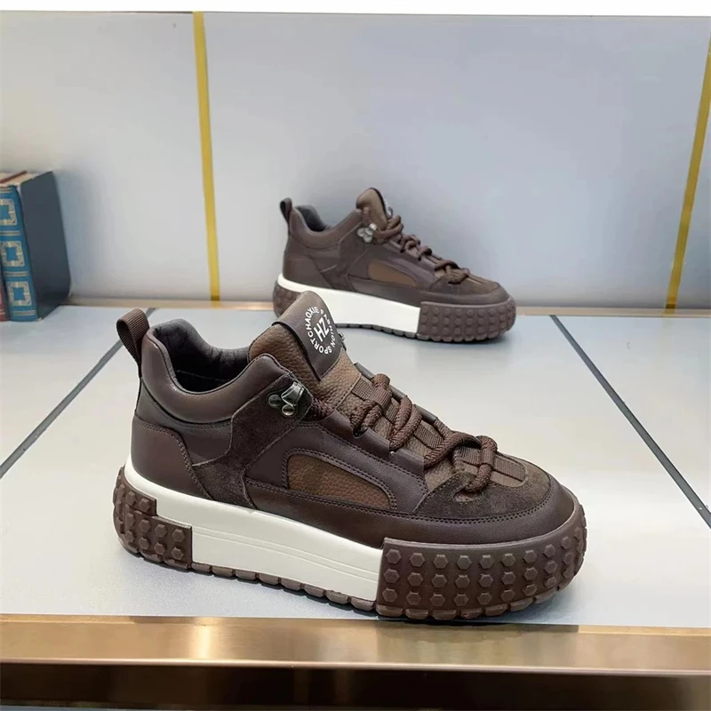 NY潮牌男鞋冬季新款时尚厚底防滑板鞋加绒保暖休闲鞋皮面高帮潮鞋