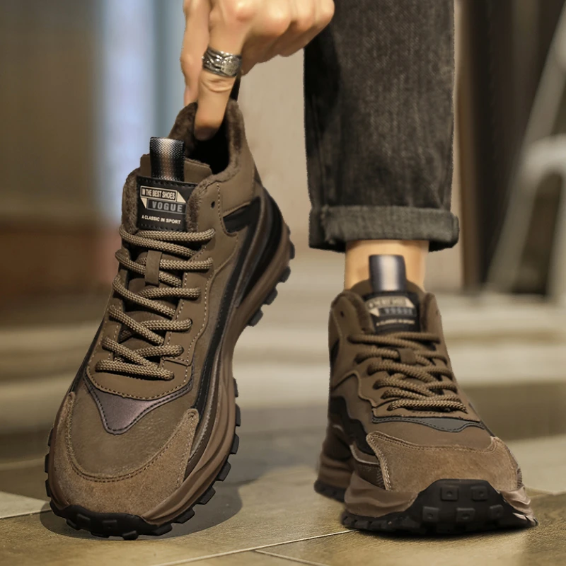 NY潮牌男鞋冬季新款加绒高帮老爹鞋厚底运动阿甘鞋休闲鞋加绒潮鞋