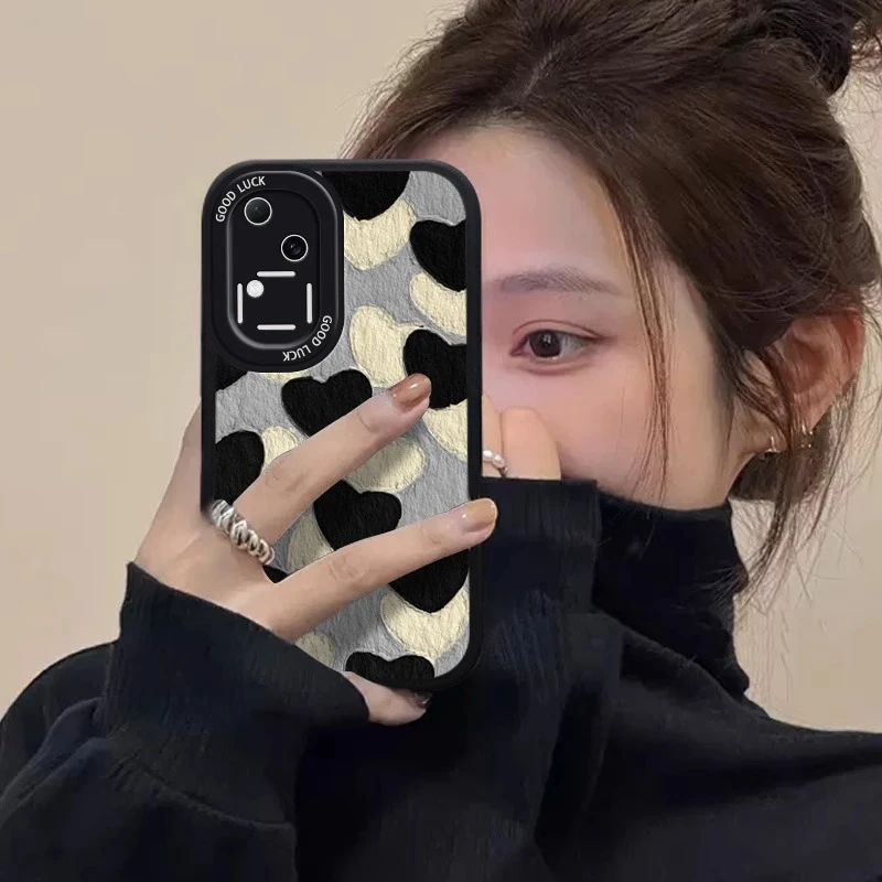 vivos18手机壳s18pro保护套viv0s18e防摔S18女款全包蓝黑油画爱心