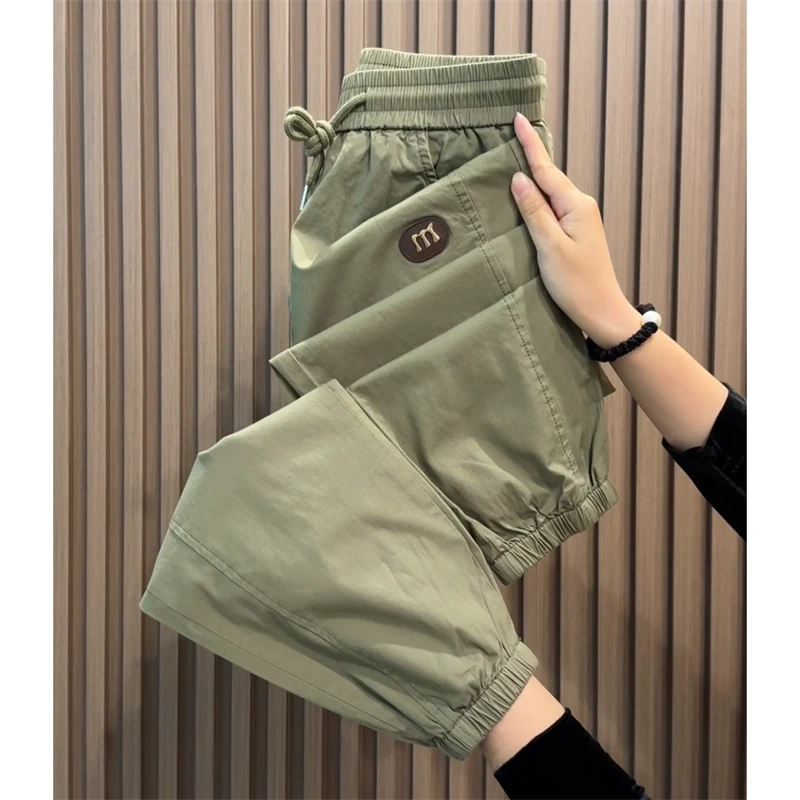 九分小个子糖果色工装裤女士2024韩版百搭早秋薄款时尚休闲哈伦裤