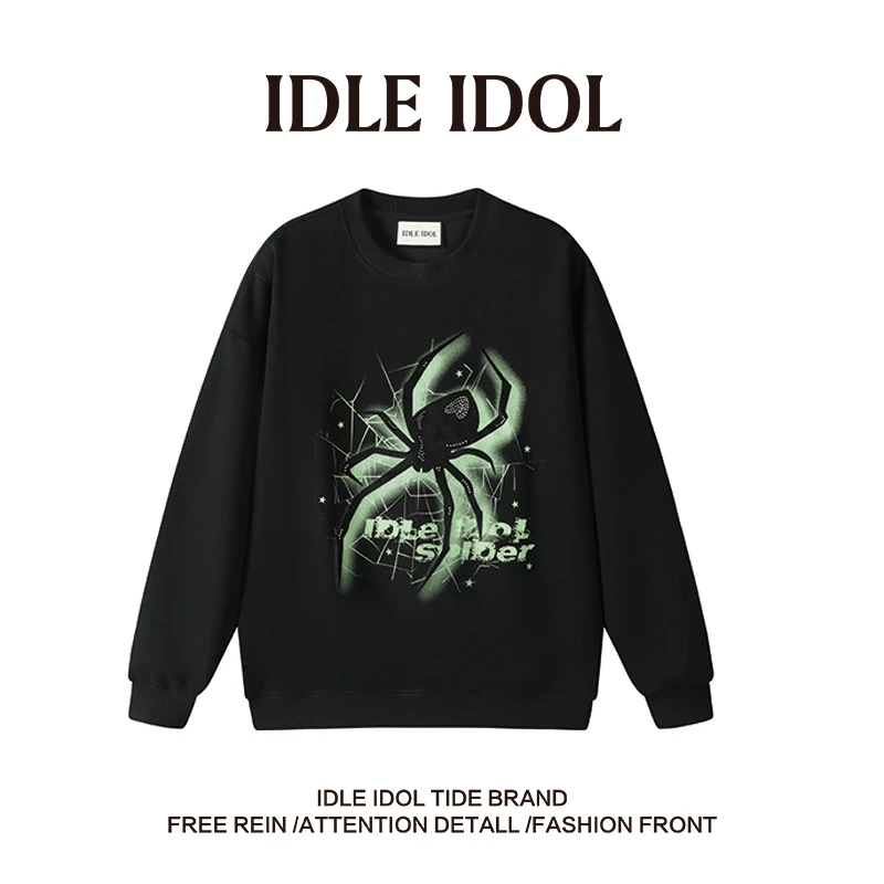 IDLE IDOL轻奢暗夜蜘蛛ins百搭卫衣秋冬时尚休闲设计师情侣款