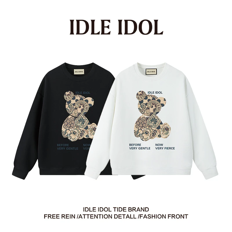 IDLE IDOL【奢品购宝哥家】轻奢圆领时尚休闲轻奢小熊卫衣 1018