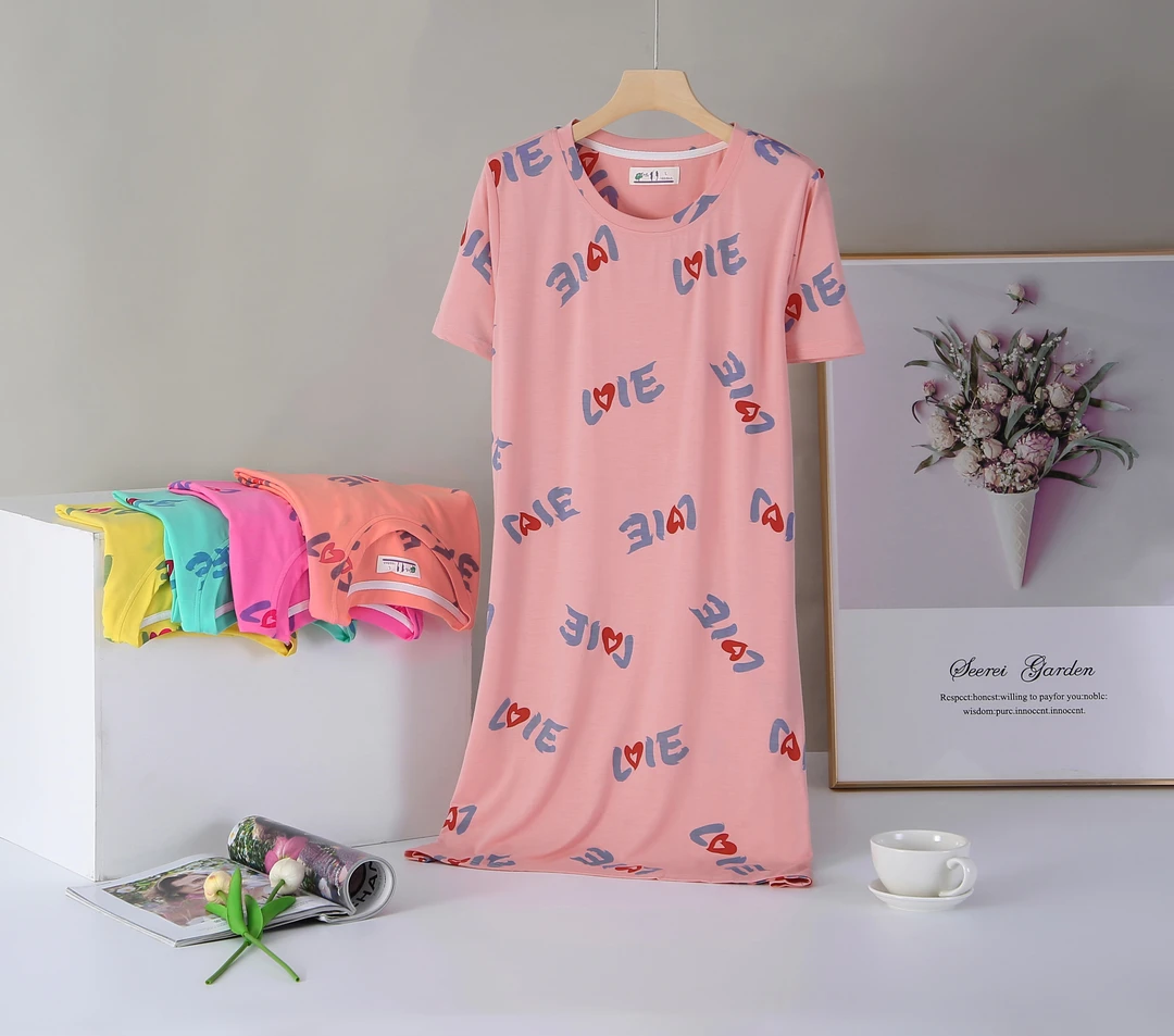 玉康新款夏季短袖睡裙女可爱卡通家居服女孩夏天休闲薄款印花