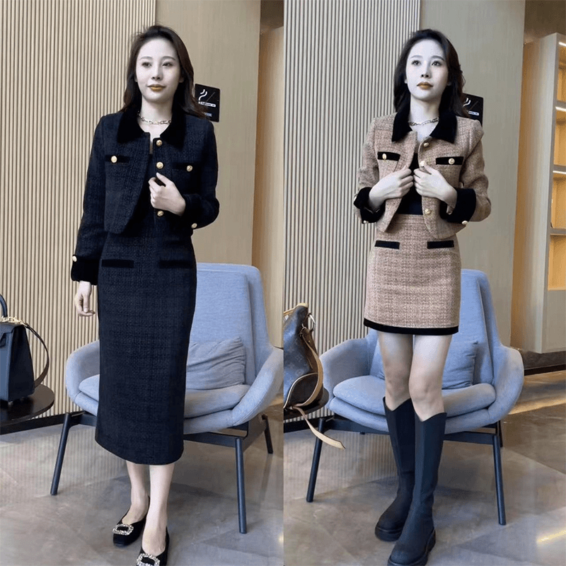 小香风套装裙女秋冬季2023年新款时尚名媛气质高级感小洋装两件套