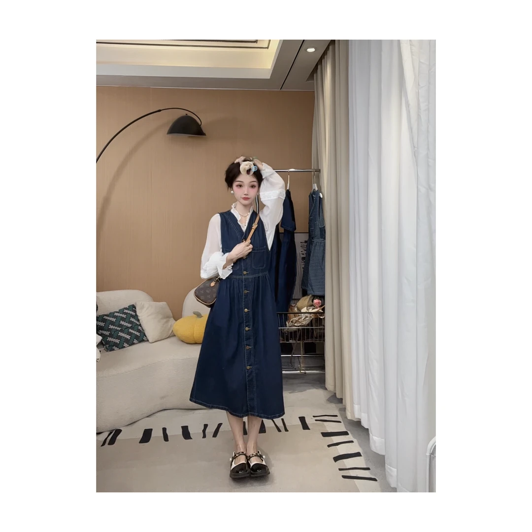 【可盐可甜】减龄显瘦气质牛仔连衣裙女春季老钱风女装裙设计感2917