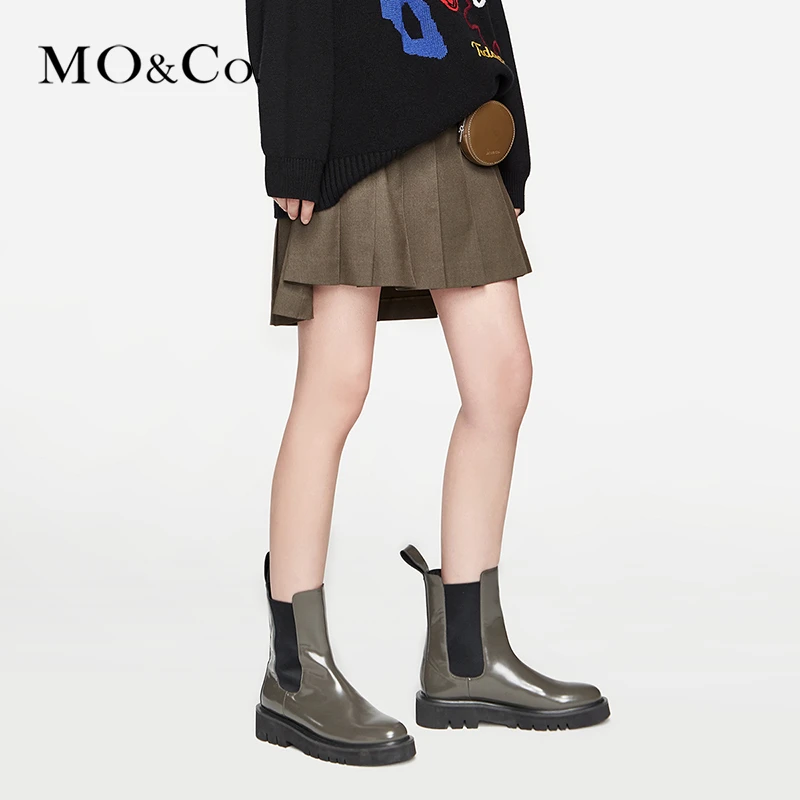 MOCO校园风格不规则高腰百褶时尚休闲半身裙MBA1SKTT08